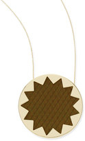 Thumbnail for your product : House Of Harlow Sunburst Snake-Embossed Pendant Necklace, Olive