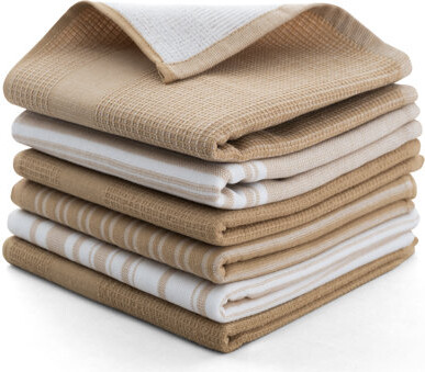 LuxDecorCollection Lux Decor Cotton Waffle Dish Cloth Stripe Kitchen Towel (Set of 6)