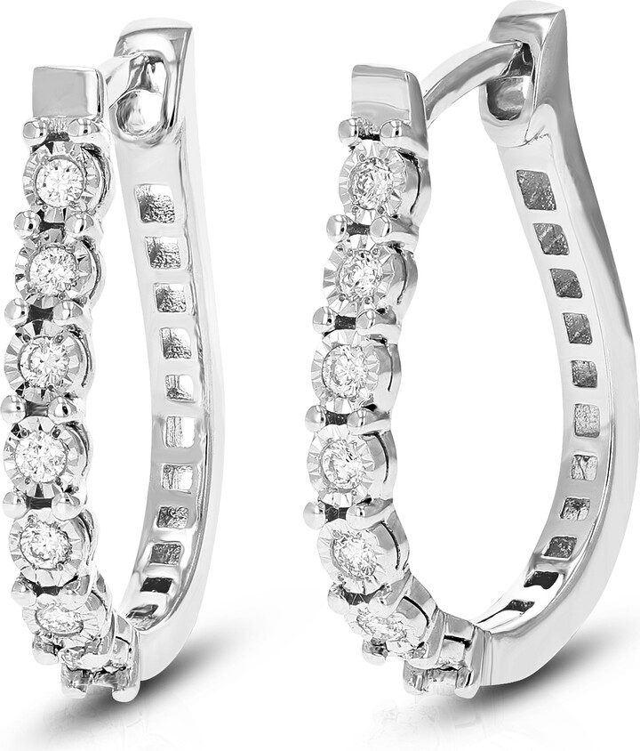 Vir Jewels 1/5 cttw Round Lab Grown Diamond Hoop earrings crafted in .925 Sterling Silver with Prong Setting