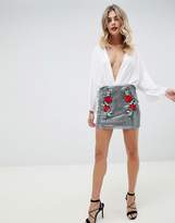 Thumbnail for your product : Rare London Embroidered Sequin Mini Skirt