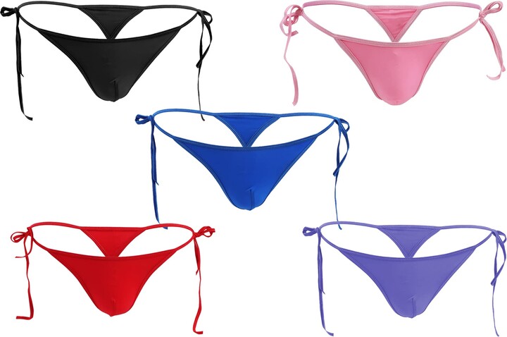 IPHREECO Men's Side Tie Underwear Bikini Thongs G String Adjustable T ...
