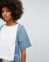 Thumbnail for your product : WÅVEN Contrast Panel Denim Crop Top