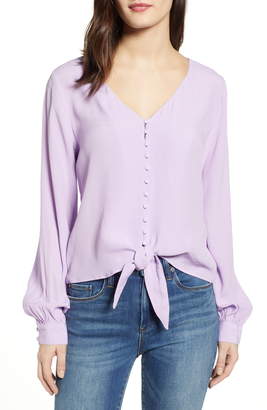 J.o.a. Long Sleeve Tie Front Top