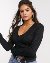 Thumbnail for your product : ASOS DESIGN cardigan in rib with hook and eye