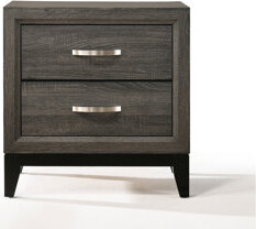 Lark Manor Gray Nightstand With Weathered Finish And Function Spacious Drawer For Bedroom