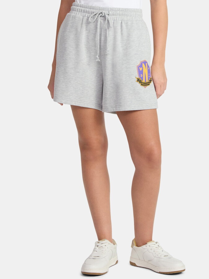 Wednesday Addams Women's Graphic Shorts, Nevermore Crest, Sizes XXS-2XL
