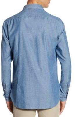 Luciano Barbera Textured Dyed Cotton Casual Button-Down Shirt