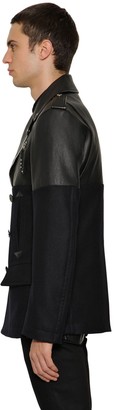 Alexander McQueen Leather & Wool Pea Coat Biker Jacket