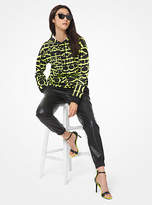 Thumbnail for your product : Michael Kors Newsprint Logo Cotton-Terry Hoodie