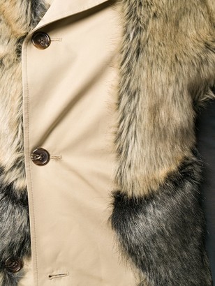 Junya Watanabe Faux Fur Patches Single Breasted Coat