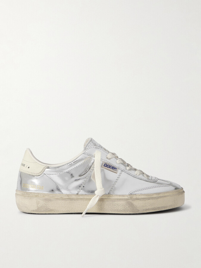 Golden Goose Soul-star Distressed Mirrored-leather Sneakers - Silver
