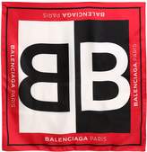 Balenciaga Foulard En Twill De Soie Avec Logo Imprimé 