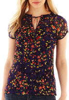 Thumbnail for your product : Liz Claiborne Short-Sleeve Split-Neck Blouse with Cami - Tall