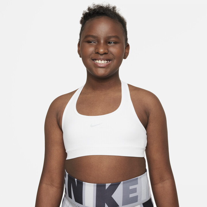 Nike Swoosh Big Kids' (Girls') Sports Bra (Extended Size) in White