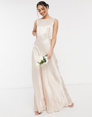 Ghost London bridesmaid satin maxi dress in oyster