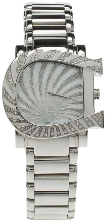 Aigner Mother of Pearl Stainless Steel Genua Due Women's Wristwatch 35MM -  ShopStyle Jewelry