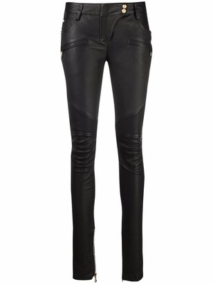 Balmain Biker leather skinny trousers