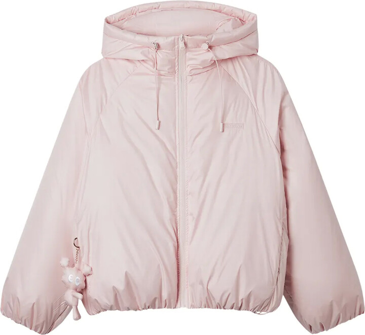 Mini Cream Hooded Zip-Fastening Jacket