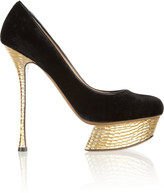 Thumbnail for your product : Nicholas Kirkwood Velvet and hammered metal pumps