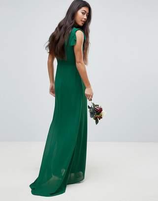 TFNC Petite Petite WEDDING Flutter Sleeve Fitted Maxi Dress in Chiffon