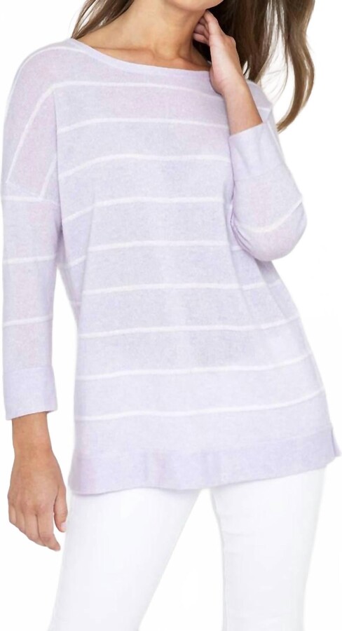 Kinross Breton Stripe Sweater In Dune/bianco