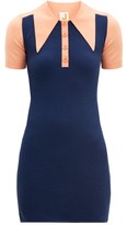 Thumbnail for your product : JoosTricot Oversized Point-collar Cotton-blend Mini Dress - Navy Multi