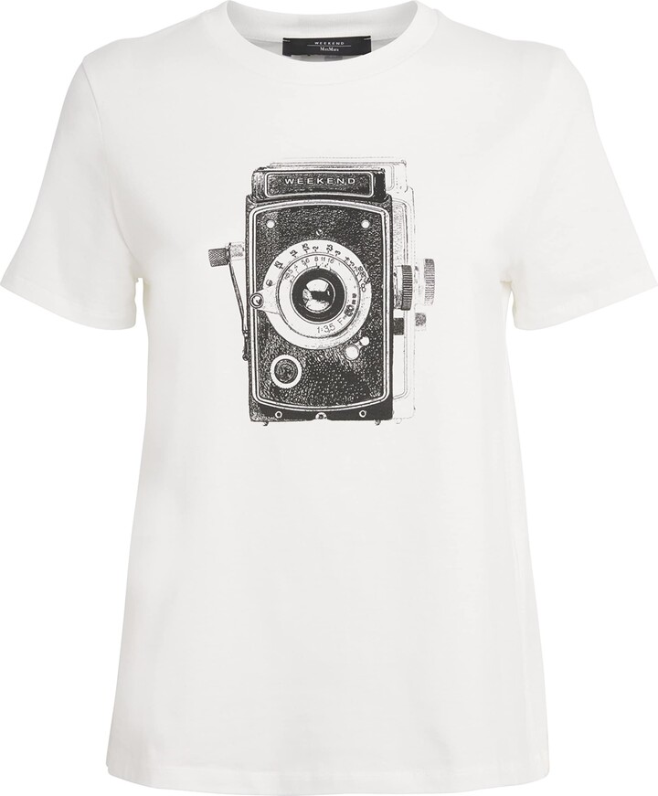 Weekend Max Mara Cotton Camera Print T-Shirt