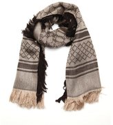 Thumbnail for your product : Gucci beige, metallic gold and brown silk and wool blend gg print scarf