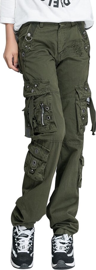 DAYINKEE Women's Cargo Pants Hiking Outdoor Tactical Pants Combat Pants with 8 Pockets 