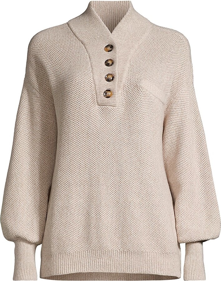 Lunya Cozy Cotton-Blend Henley Sweater - ShopStyle