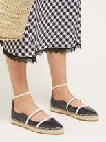 Thumbnail for your product : Malone Souliers Selina Waved Edge Leather Espadrilles - Womens - Navy