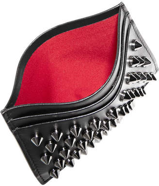 Christian Louboutin Kios Spiked Leather Cardholder - Black