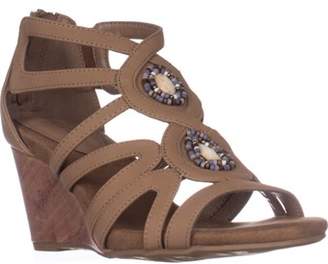 Easy Street Shoes Unity Strappy Wedge Sandals, Coffee