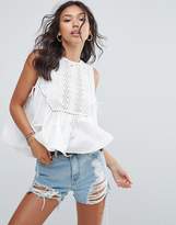 Thumbnail for your product : ASOS DESIGN Swing Top with Broderie Panel