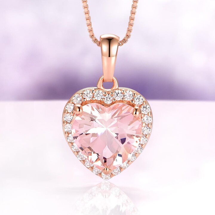 Etsy Morganite Heart Necklace in 14K Rose Gold Vermeil - Blush Pink Pendant Necklace - Anniversary Or Birthday Gift For Her - Girlfriend Idea