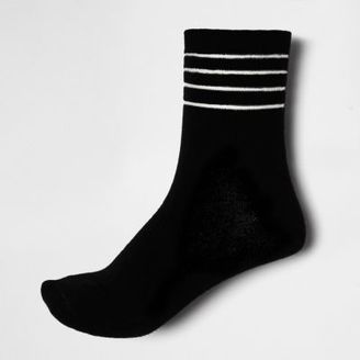 River Island Womens Black mesh stripe ankle socks