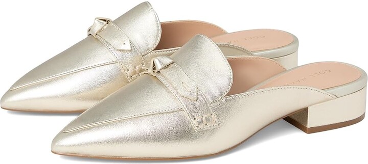 Cole Haan Piper Bow Mule Women's Flat Shoes Soft Gold Leather : 6 B - Medium