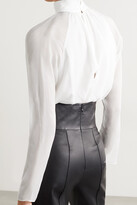Thumbnail for your product : Fleur Du Mal Cutout Silk-chiffon And Stretch-tulle Turtleneck Thong Bodysuit - Ivory