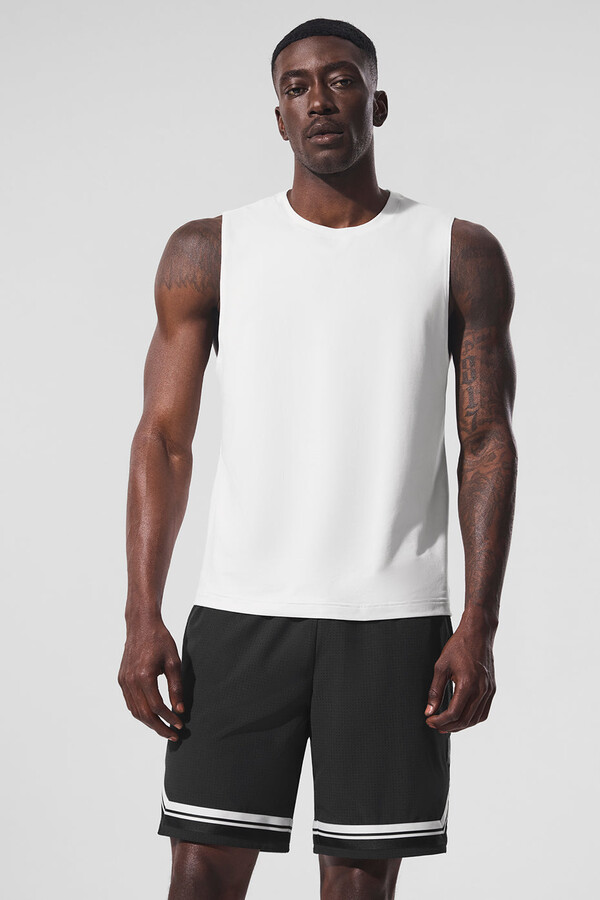 ALO | Conquer Muscle Tank Top in White, Size: Small
