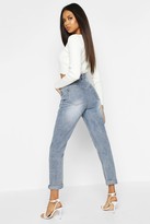 Thumbnail for your product : boohoo High Rise Distressed Acid Wash Mom Jeans