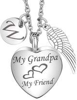 Thumbnail for your product : Keepsake GIONO Cremation Jewelry Grandpa Heart Urn necklace Monogram Angel Wing Charms Memorial Urn Pendant for ash