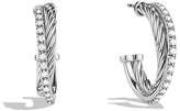 Thumbnail for your product : David Yurman Crossover Small Hoop Earrings with Diamonds