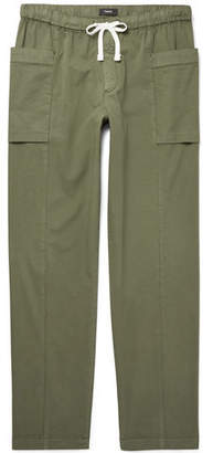 Theory Stretch Cotton-twill Drawstring Trousers - Army green