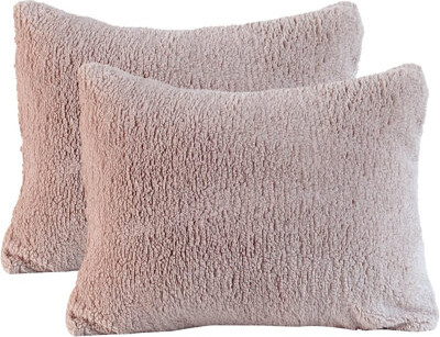 TIMULY Cozy Ultra-Soft Sherpa Pillowcases (2-Pack) - 20x26 Standard Sham with Zipper, Taupe | Perfect for Bedroom, Dorm, Netflix Nights & Winter Snuggles - T