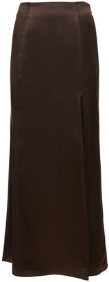 Womens Clothing Skirts Maxi skirts BITE STUDIOS Organic Silk Long Skirt W/slit in Brown 
