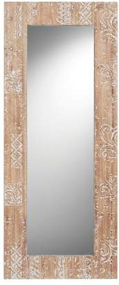 Pottery Barn Teen Carved Wood Floor Leaning Mirror Washed White Wood
