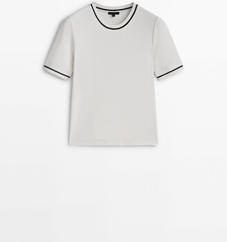 Massimo Dutti Short Sleeve Contrast T-Shirt - ShopStyle