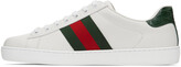 Thumbnail for your product : Gucci White & Green Ace Sneakers