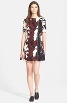 Thumbnail for your product : Carven Pleat Detail Short Sleeve Print Wool Dress