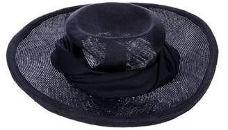 Eric Javits Woven Straw Hat Navy Woven Straw Hat